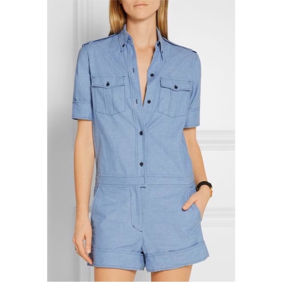 • Isabel Marant • Women’s Chambray Romper Short Sleeves Blue Cotton Small 36 - Picture 1 of 5
